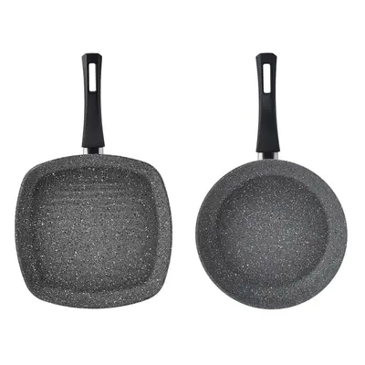 Karaca Gris Biogranite 2-Piece Non-Stick Pan-Grill Set, Grey