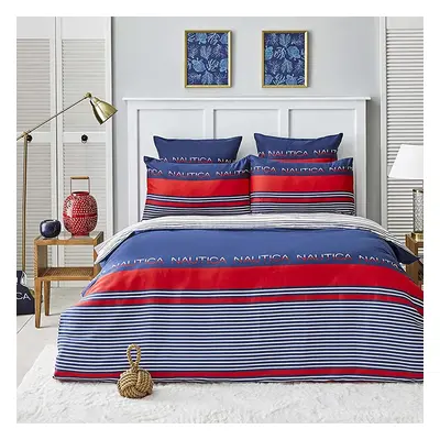 Nautica Drifting 100% Turkish Cotton Duvet Cover Set, King, 230cmx220cm, Navy Blue Multi