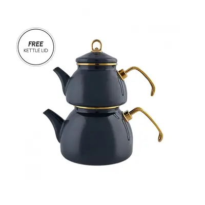 Karaca Retro Enamel Induction Teapot Set, Anthracite