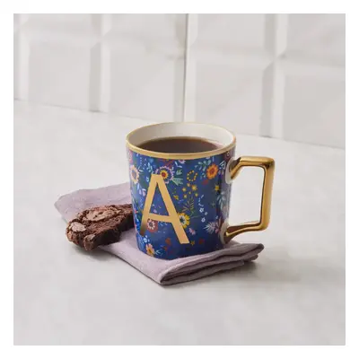 Karaca Flower Porcelain Letter A Mug, 350ml, Multi