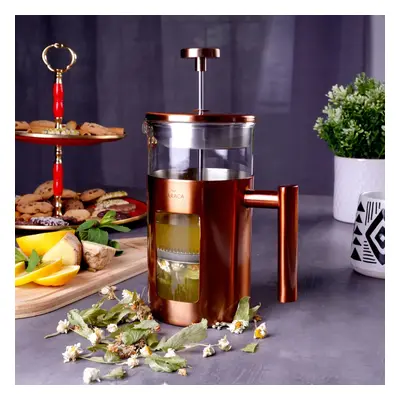 Karaca Borosilicate Glass Copper French Press, 1000ml, Copper Silver