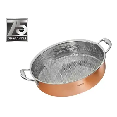 Karaca 3Ply PowerSteel Copper Shallow Casserole with Lid, 2.7L, Copper