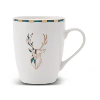 Karaca Aries Porcelain Mug, 340ml, Green Yellow Multi