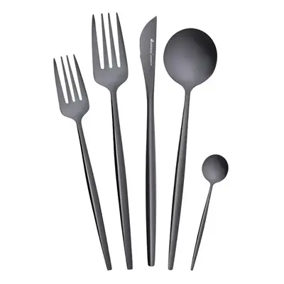 Karaca Orion 30-Piece Stainless Steel Cutlery Set for People, Matte Black