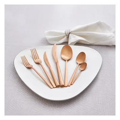 Karaca Tivoli 28-Piece Stainless Steel Cutlery Set for People, Rose Gold