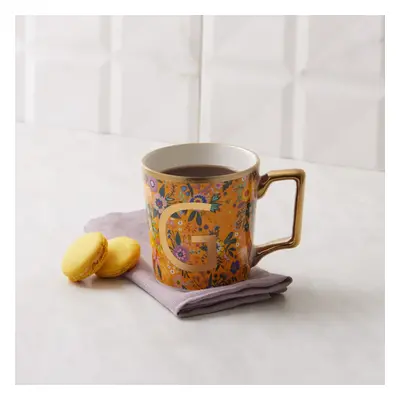 Karaca Flower Porcelain Letter G Mug, 350ml, Multi