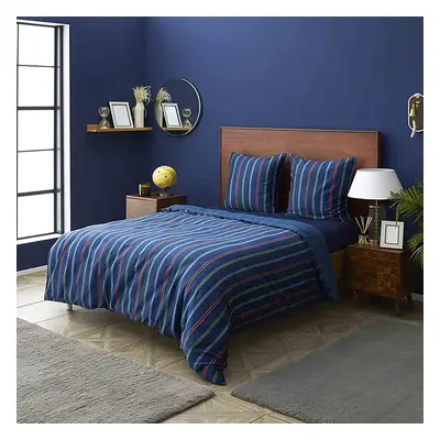 Nautica Ray 100% Turkish Cotton Duvet Cover Set, King, 230cmx220cm, Navy Blue Multi