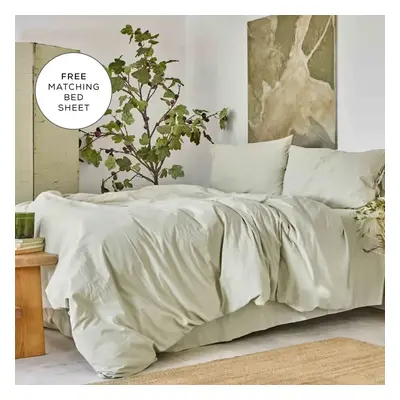 Karaca Home Elements 100% Turkish Cotton Duvet Cover Set with Bed Sheet, Single, Beige