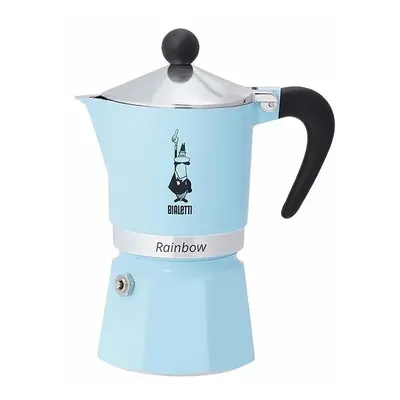 Bialetti Rainbow Moka Espresso Coffee Maker, Cups, Light Blue