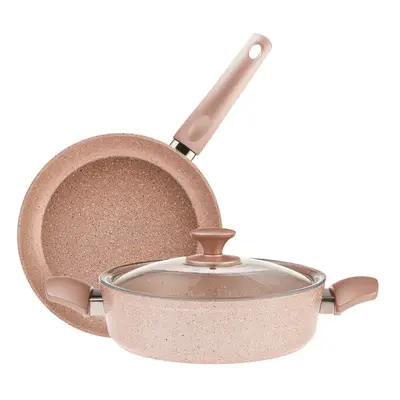 Karaca Rosegold Biogranite 3-Piece Induction Cookware Set, Rose Gold