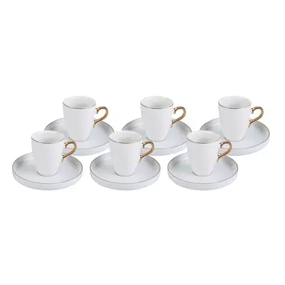 Karaca Pippo Piece Porcelain Espresso Turkish Coffee Cup Set for People, 75ml, White Gold