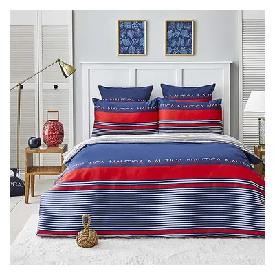 Nautica Drifting 100% Turkish Cotton Duvet Cover Set, Super King, 260cmx220cm, Navy Blue Multi