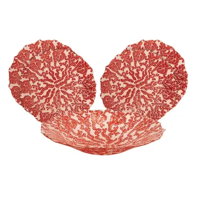 Karaca Home Coral Glass Decorative Bowl Set, Piece, Coral Multi