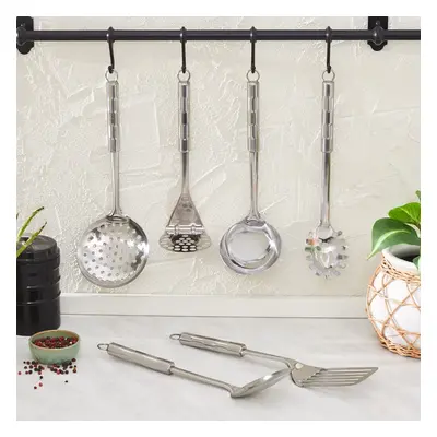 Karaca Nova Piece Stainless Steel Kitchen Utensil Set, Silver