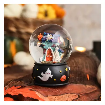 Karaca Halloween Skeleton Ghost Ceramic Snow Globe, 80mm, Black Multi