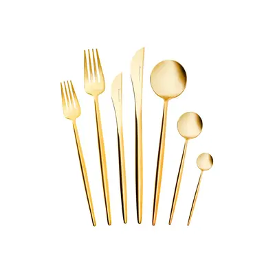 Karaca Jupiter 84-Piece Stainless Steel Cutlery Set for People, Shiny Gold