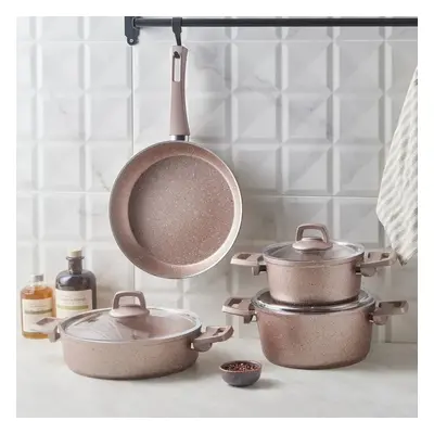 Karaca Biogranite 7-Piece Induction Cookware Set, Rose