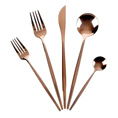 Karaca Orion 30-Piece Stainless Steel Cutlery Set for People, Shiny Rose Gold