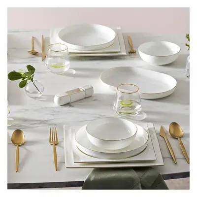 Karaca Red Carpet Collection Extra Nish 62-Piece Fine Pearl Dinner Set for People, White Gold