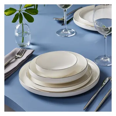 Karaca Streamline New Saturn 24-Piece New Generation Bone China Dinner Set for People, White Pla