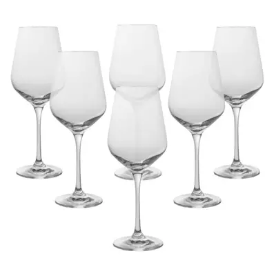 Karaca Krs Piece Crystal Glass Wine Glasses Set, 390ml, Transparent