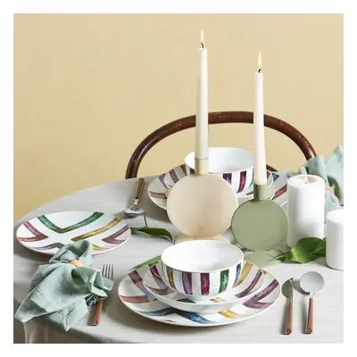 Karaca Colourful Blush Line 24-Piece Porcelain Dinner Set for People, Multi