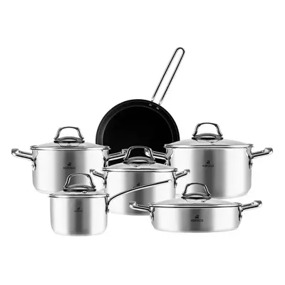 Karaca Sophia 11-Piece Stainless Steel Cookware Set, Silver