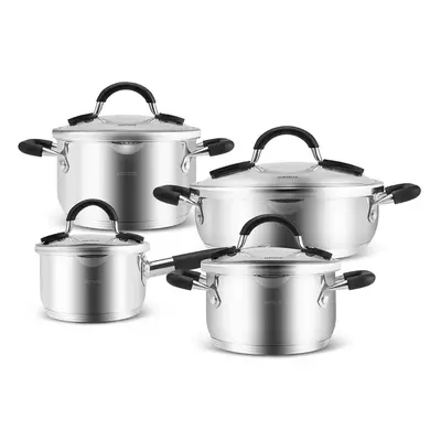 Karaca Kaarl 8-Piece Stainless Steel Induction Cookware Set, Anthracite Silver