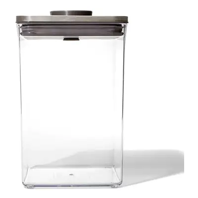 Oxo POP Stainles Steel Lid Container Big Square Medium, 4.2L, Grey Transparent