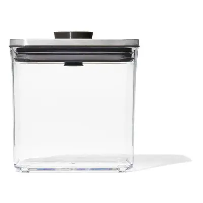 Oxo POP Stainles Steel Lid Rectangle Container , 1.6L, Grey Transparent