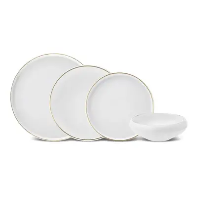 Karaca Streamline Sunset 24-Piece New Generation Bone China Dinnerware Set for People, Gold