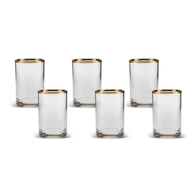 Karaca Gizem Piece Glass Small Water Glass Set, Transparent Gold