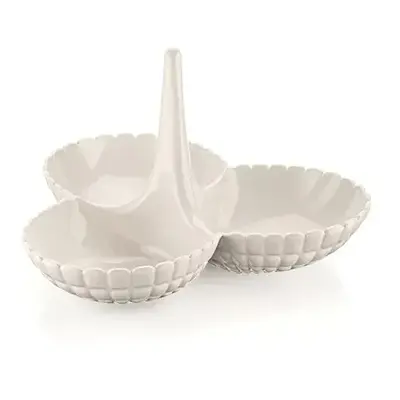 Guzzini Tiffany 3-Compartment Snack Bowl, Light Cream