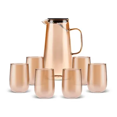 Karaca Parma 7-Piece Pitcher and Tumbler Set for People, Amber