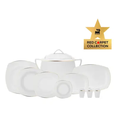 Karaca Red Carpet Collection Chiara Fine Cream 60-Piece Fine Cream Dinner Set for People, Porcel