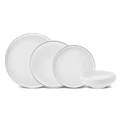 Karaca Streamline Sunset 24-Piece New Generation Bone China Dinnerware Set for People, Platinum