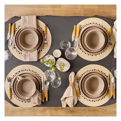 Karaca Mirum 12-Piece Stoneware Dinner Set for People, Brown