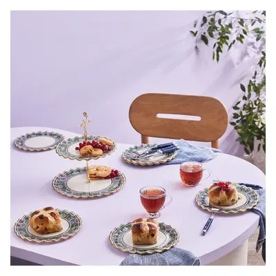 Karaca Cybele Piece Glass Cake Stand Serveware Set for People, Multi