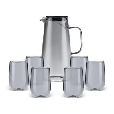 Karaca Parma 7-Piece Pitcher and Tumbler Set for People, Blue