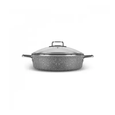 Karaca Salvador Biogranite Shallow Casserole with Lid, 26cm, Grey