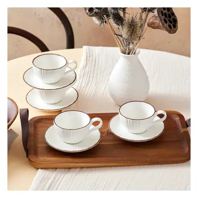 Karaca Rhine Piece Porcelain Coffee Cup Set for People, 90ml, White