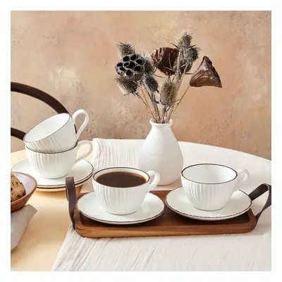 Karaca Rhine Piece Tea Cup Set for People, 300ml, White