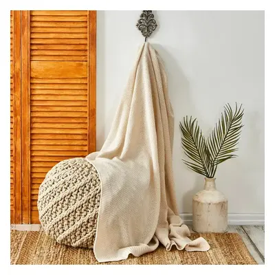 Karaca Home Double Seed Stitch Throw, 130cmx170cm, Stone Color