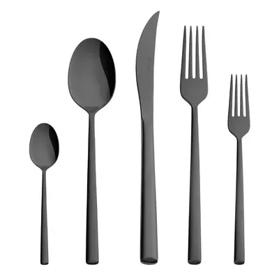 Karaca Tivoli 30-Piece Stainless Steel Cutlery Set for People, Black