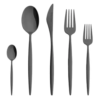 Karaca Lizbon 30-Piece Stainless Steel Cutlery Set for People, Black