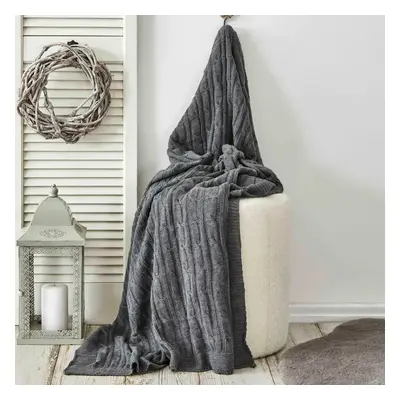 Karaca Home Cable Knit Throw, 130cmx170cm, Grey