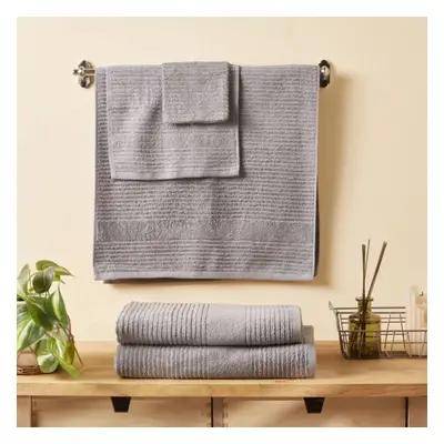 Karaca Rachel Supreme 100% Turkish Cotton Towel Set, 5-Piece, 70cmx140cm, Light Grey