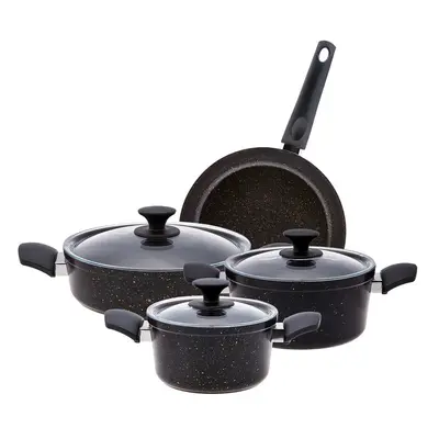 Karaca Blackgold Biogranite 7-Piece Non-Stick Cookware Set, Black Gold