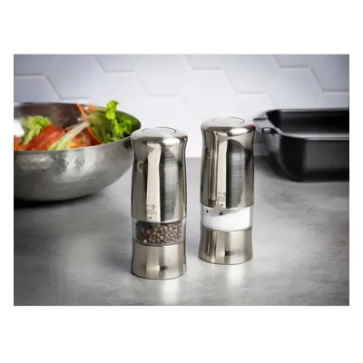 Peugeot Zeli Piece Electric Stainless Steel Salt and Pepper Grinder, 14cm, Silver