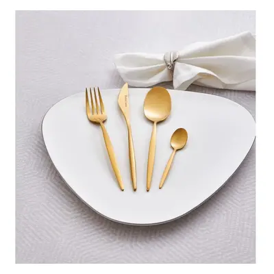 Karaca Lizbon 16-Piece Stainless Steel Cutlery Set for People, Gold